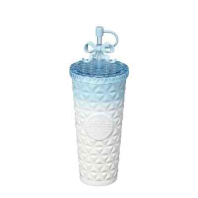 Hot Starbucks Korea New Blue Gradient 591ml Clash Ribbon Dion SS Straw Cold Cup