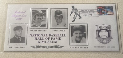 Baseball HOF Induction  Cachet  Aug 2 1992 Fingers Tom Seaver Newhouser McGowan