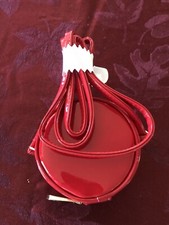 MARC JACOBS Mini 4" Red Patent Leather Crossbody Round Circle Canteen Bag Purse