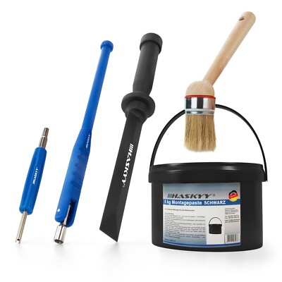 5kg Schwarz Reifenmontagepaste Satz Ventildreher Ventileinzieher Pinsel Schaber