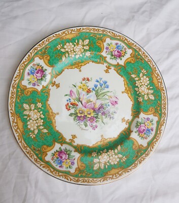 Vintage Myott Staffordshire grüner Blumenmusterteller, 103 4 Zoll 1945-52. Exz. Zustand