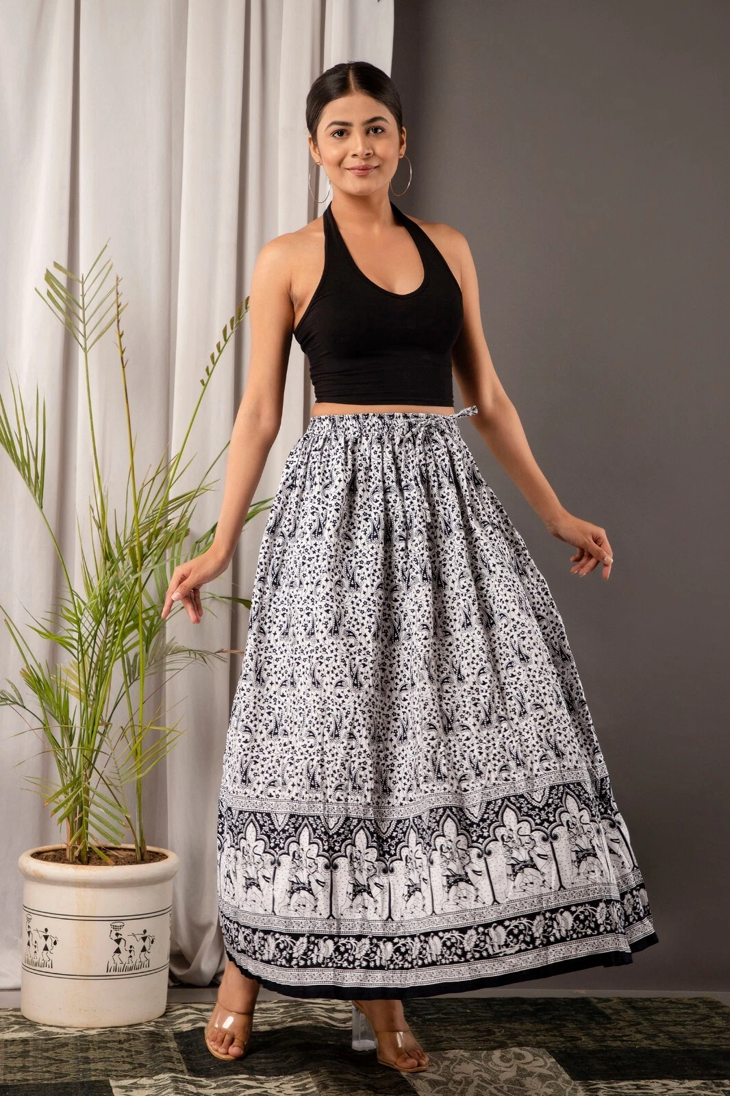 Indian Prints Cotton Skirt A-Line Long Ethnic Beach wear Maxi Skirt for Women
Opens in a new window