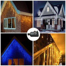 Icicle Christmas Fairy Lights 300 LEDs 6 Metres 60 Icicles, 10M Lead, 8H Timer