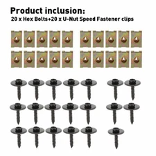 40x Engine Under Cover Splash Shield Bumper Guard Body Bolts U-nut Clip For Ford