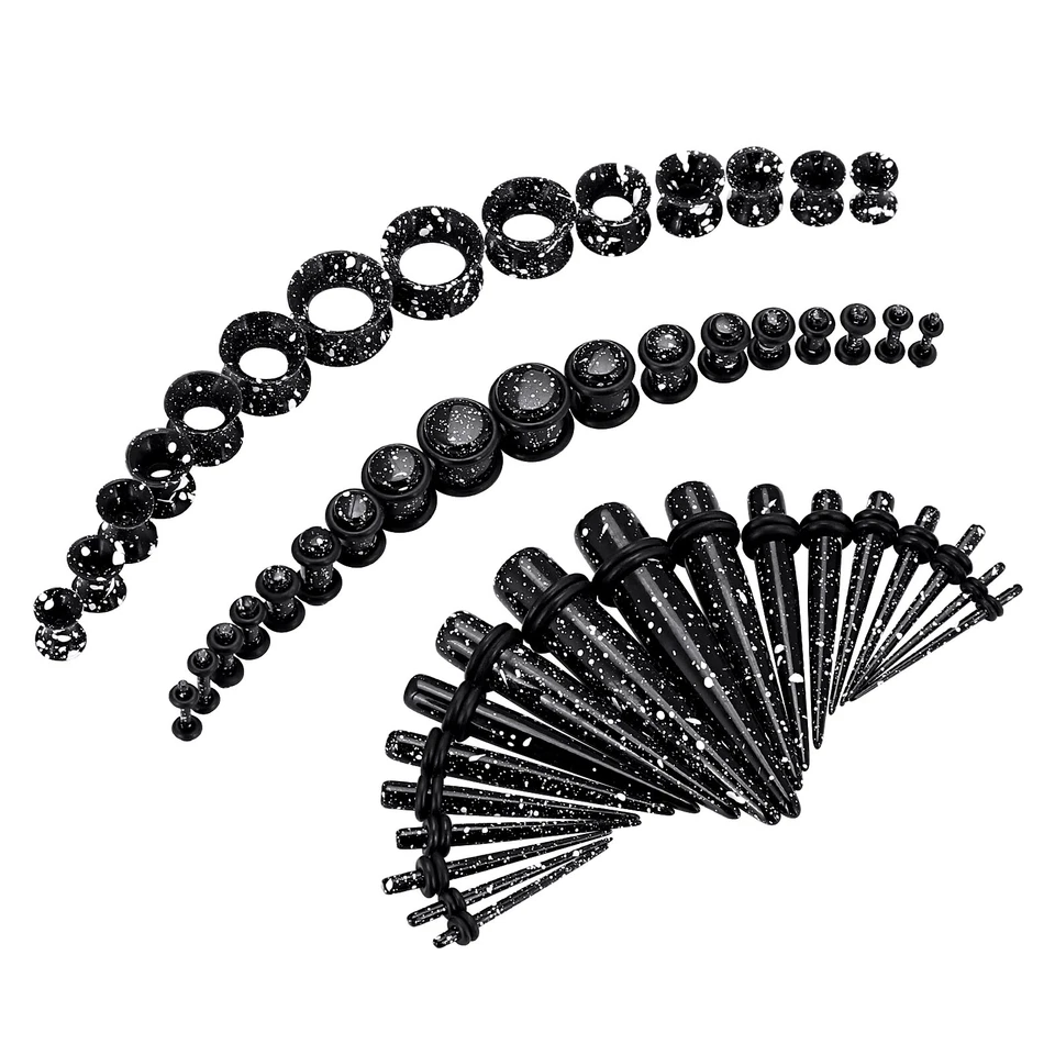 50Pcs Acrylic Ear Stretching Gauges Kit Taper Plug Silicone Flesh Tunnel 14G-00G - Image 4 of 4