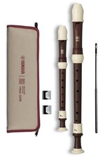 YAMAHA Soprano Alto Recorder Set Baroque YRSA-322B Rosewood Style w/ Finger Hook
