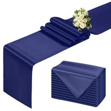Blue Table Runner 12x108 Inch - 12 Pack Satin Table Runners Smooth Table Runn...