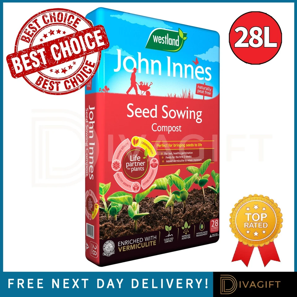SEED SOWING COMPOST WESTLAND JOHN INNES PEAT FREE RETAIN MOISTURE NUTRIENTS 28L