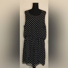 ING- Black and white polkadot sleeveless dress with shorts Size 1X