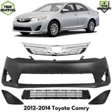 Front Bumper Cover Paintable & Grille Assembly Kit For 2012-2014 Toyota Camry