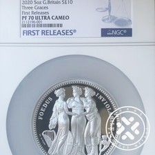 2020 GREAT ENGRAVERS THREE GRACES NGC PF 70 ULTRA CAMEO FR 5 OZ SILVER COIN
