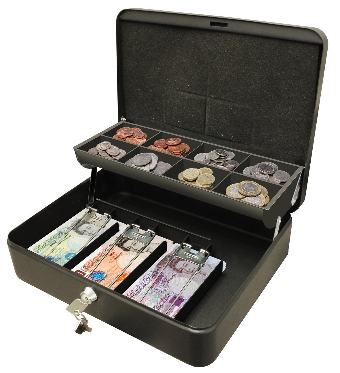 Ultimate Cash Box 12" For Petty Cash Metal Security Money Safe Key Lock Lockable