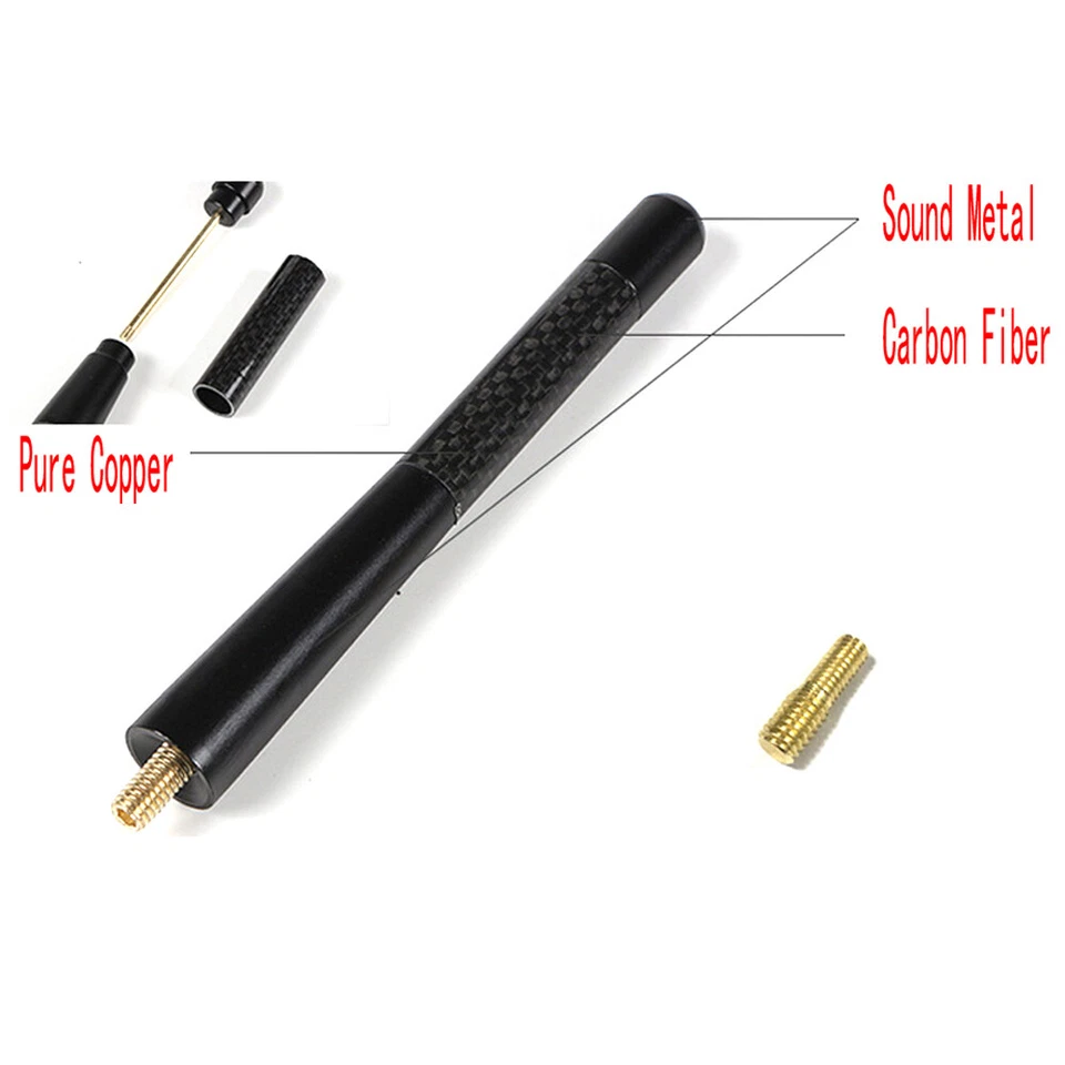 Antena Universal Coche 4.7 pulgadas Aluminio Fibra Carbono Radio FM Antena Negra + Tornillo Foto 4 de 4