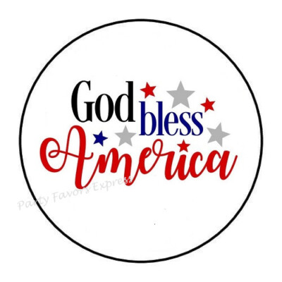 30 4TH OF JULY GOD BLESS AMERICA ENVELOPE SEALS LABELS STICKERS 1.5'' ROUND