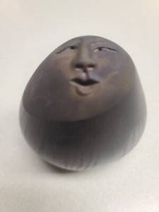 Deva Spirit Rattle Shaker Raku NAN EMMETT Face Pottery Vintage
