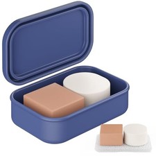 Solid Shampoo Bar Holder, Large Leakproof Travel Soap Case, Silicone Dark Blue