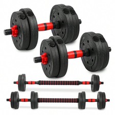 Imagen de 22lbs Adjustable Dumbbells Set with Barbell Connector Push-Up Stand Home Gym