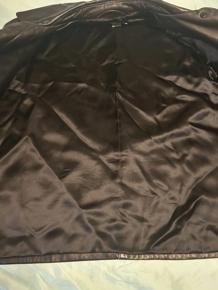 Brooks Brothers Women’s Black Leather Jacket Medium Hidden Buttons Soft - Image 2 of 4