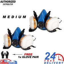 2x Gerson A1 P2 2K Paint Respirator Mask Medium Size With 1x Glove Pair