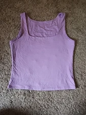 ForeFair Women's Square Neck Double Layer Basic Crop Sleeveless Tank Top Large