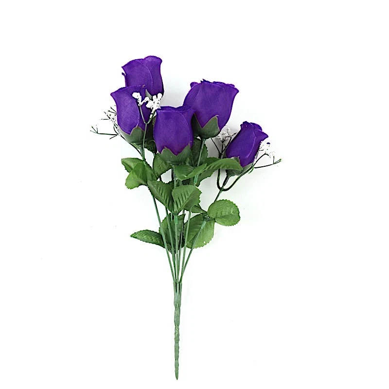 84 Purple SILK ROSE BUDS Wedding Party Flowers Bouquets Decorations on SALE - Image 3 of 4