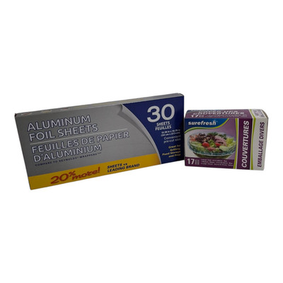Kitchen Essentials Slim Pack   30 Aluminum Foil Sheets + 17 SureFresh Bowl Cover