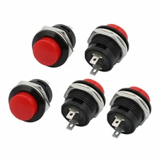 5x Red Push Button Switch Momentary Reset Car/Truck/Boat Round Circular AC/DC