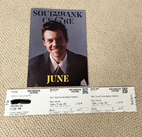 Harry Styles Ticket (used) for Royal Festival Hall gig. + Southbank Centre guide