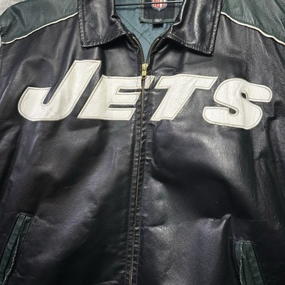 New York Jets vintage NFL Faux Leather Jacket G lll Brand Mens XL