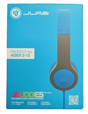 JLab JBuddies Gen 2 Folding Kids Wired Headphones, Blue / Gray J Lab J Buddies