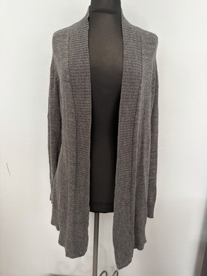 Eileen Fisher Gray Ribbed open cardigan sweater Size Medium