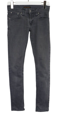 NUDIE Enges Long John Moog Graue Jeans Damen W26/L32 Skinny Fit Stretch