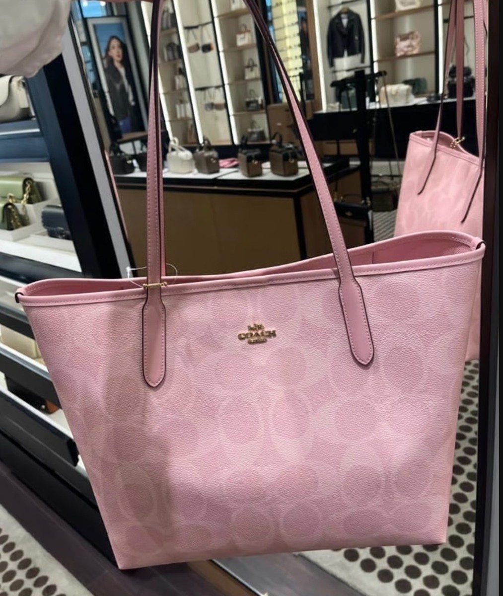 Nwt Coach City Tote Bag In Signature Canvas powder pink CAL49 | eBay