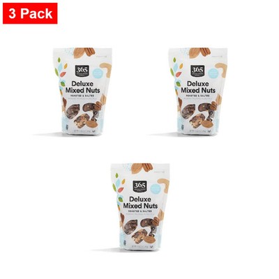 365 By WFM, Roasted Salted Deluxe Mixed Nuts, 16 Ounce - 3 Pack