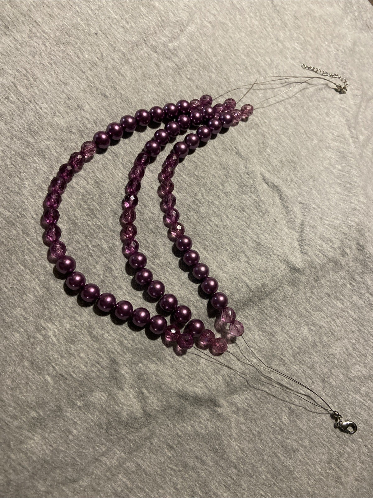 Two Purple Beaded Necklaces, Multiple Strands - image 9