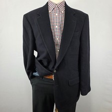 Eddie Bauer Men's Sport Coat Blazer Two Button Black Camel Hair 42L