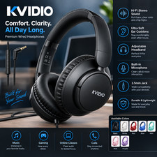 Wired Headphones with Microphone, over Ear Lightweight Foldable 3.5Mm Plug in Co