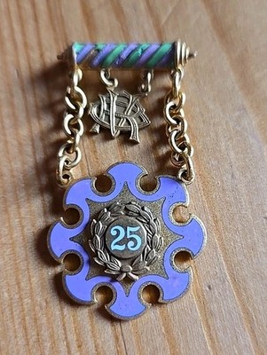 Vintage ODD FELLLOWS Gold Filled & lavender green Enamel 25 YRS KANSAS #3820