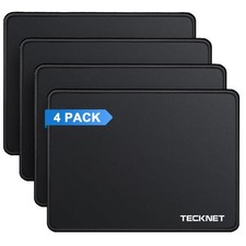 TECKNET 4 Pack Mouse Pad with Anti-fray Stitching, Waterproof A-Black-4