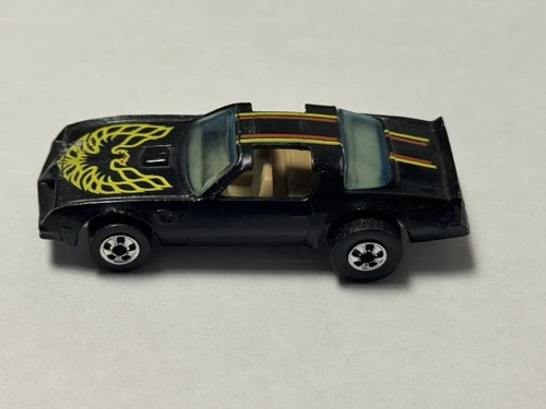 Hot Wheels Hot Bird Pontiac Diecast Car Black Yellow Red 1977 Vintage Mattel.