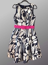 Eliza J Metallic Print Belted Sleeveless Fit & Flare Lined Cocktail Dress Size 6