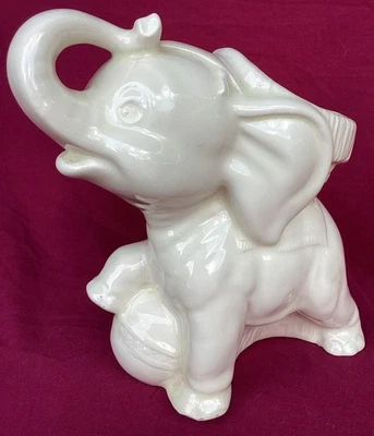 Circus Elephant Planter W/ Basket and Ball Under Foot Trunk Up Vintage - Image 1 of 4