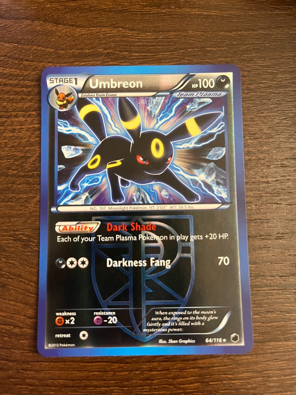 Umbreon 64/116 (Team Plasma) Pokémon Card- Plasma Freeze Reverse Holo LP