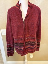 Vintage Tiara International Zip Up Cardigan Knit Sweater Multicolor Size XLarge