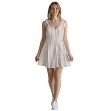 GAP Linen Blend Stripe Mini Dress Womens L Sundress Summer Coquette Boho Retro