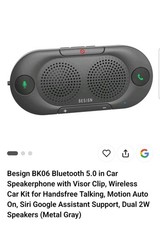 Bk06 Bluetooth 5.0 In Car Speakerphone With Visor Clip Wireless Car Kit For Hand