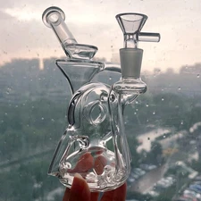 Thick Glass Water Pipe Recycler Hookah Rigs Smoking Bongs with 14mm Bowl