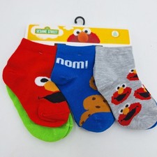 Sesame Street 6 Pairs Socks Kids Sz 4-7 Elmo Cookie Monster Oscar the Grouch