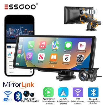 ESSGOO Auto Dashcam Apple CarPlay Autoradio Sprachbefehl Parküberwachung 10 Zoll