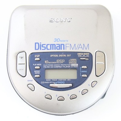 Tragbarer CD Player Sony Discman D-T405 ESP Silber Gebraucht Funktionsfähig